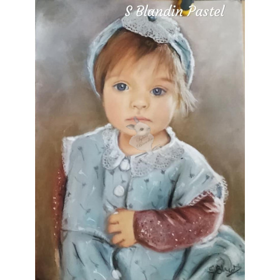 Portrait de vos proches d après photo  aux pastels secs 24x30 cm