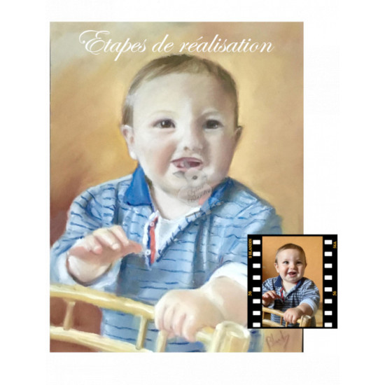 Portrait de vos proches d après photo  aux pastels secs 24x30 cm