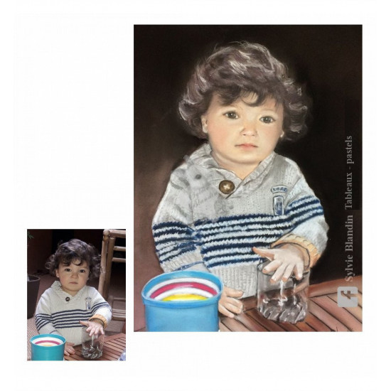 Portrait de vos proches d après photo  aux pastels secs 24x30 cm