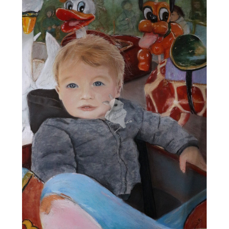 Portrait sur commande pastels secs - Gd format 50X70 cm
