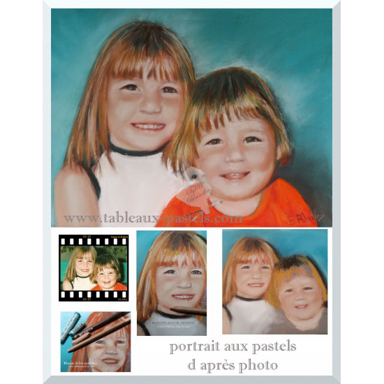 Portrait de vos proches d après photo  aux pastels secs 24x30 cm